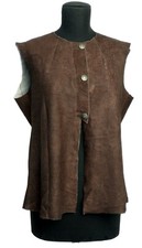 Gilet Donna Vera Pelle Scamosciata Invecchiata Sfoderato con Bottoni Automatici 