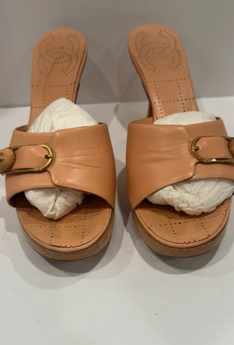 Sandali chanel legno tacco - sandali,