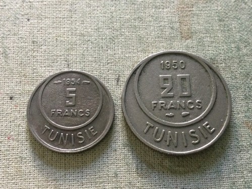 Monete tunisia franc - , 1954