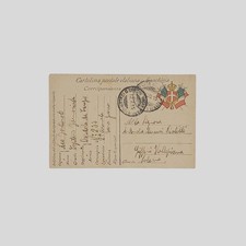 Cartolina in franchigia Esercito Ospedale da campo Zona di Guerra VG 1915