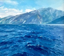 LUCA CONCA 58x65 olio su tela " Lago " 2025 con autentica firmata dall'artista