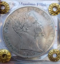 5 Lire 1850 Genova Argento Rara BB+ Vittorio Emanuele III- Regno Di Sardegna