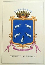 1901 ARALDICA STEMMA FAMIGLIA VECCHIETTI FIRENZE