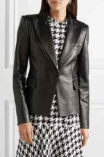 Blazer Donna Nero Pelle Pura