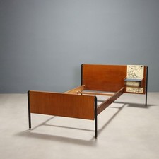 Letto Vintage con Comodino Pensile Design Legno Metallo Anni 60 Originale