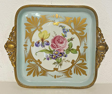 PORTA BON BON, VASSOIO PORCELLANA - FIORI e DETTAGLI DORATI - LIMOGE FRANCE