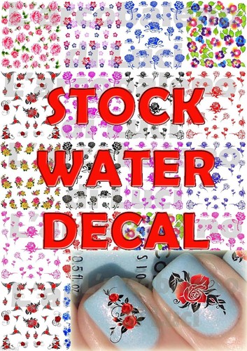 Stock water decals fiori rose - stock,