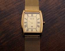 Seiko Slim Quarzo Uomo Quadrante Oro e Bracciale (Serbatoio Barile) Orologio da Polso Vintage