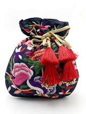 Raro Borsa Potli Ricamata Blu