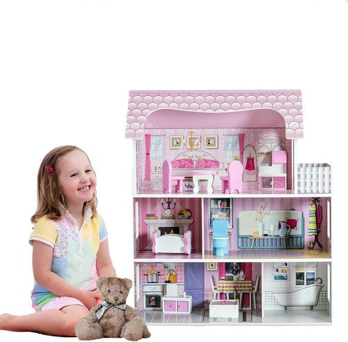 Casa delle bambole rosa - bambole, in