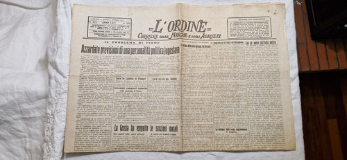 Vecchio giornale ordine 1923 - giornale, l'ordine