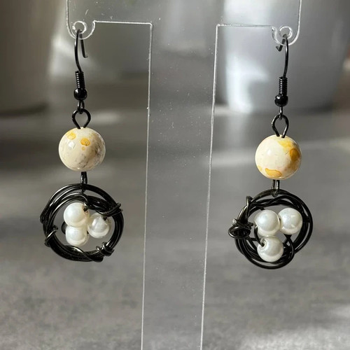Orecchini nido con perle - orecchini,