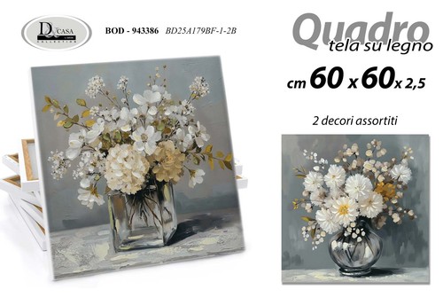 Quadro parete tela legno fiori