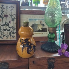 ar105) Vaso In Terracotta Dipinto Artigianale Vintage Da Collezione Country