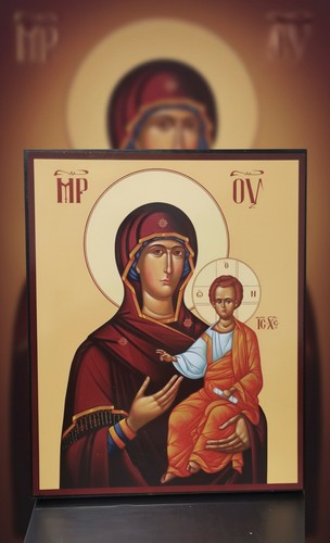 Icona sacra madonna con - sacra,
