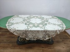 Antica Tovaglia rotonda   ricamata a mano epoca inizi 900 vintage Tov16