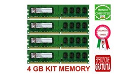 4 GB KIT MEMORIA / RAM DDR (4 X 1 GB)400MHZ PC3200 PC FISSO KVR400X64C KINGSTON 