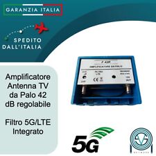 Amplificatore antenna TV da palo con filtro LTE/5G 42 dB regolabile 1 UHF