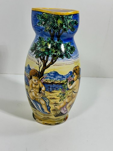 Vaso cherubino maiolica - vaso,