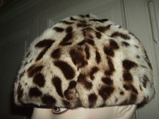 CAPPELLO COLBACCO HAT FUR PELLICCIA MACULATA FUR SPOTTED OCELO LEO BOBCAT 56/57