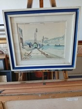 Alfredo Zecca la darsena acquerello