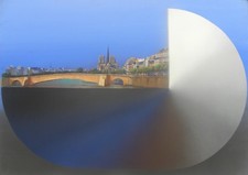 Filippo DE GASPERI (Milano 1928) PONT de la TOURNELLE OLIO su TELA cm 50x70 2001