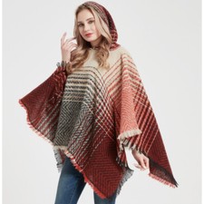 Poncho donna a righe mantello