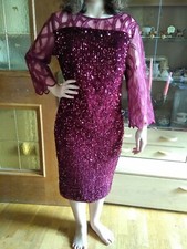 bellissimo vestito paillettes affascinante stupendo rosso bordeaux