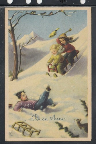 Cartolina buon anno bambini - cartolina,