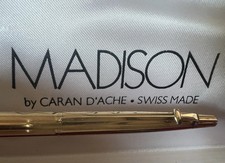 🔴  CARAN D'ACHE penna sfera Madison placcata oro scrive garanzia astuccio
