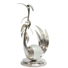 Oggetto uccellino Argenteria Franco Lapini 1984 argento e vetro di Murano Mad...