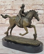 Vintage Firmato Fantino Cavallo da Corsa Bronzo Scultura Art Statua Statuina