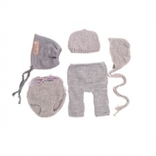 Set 5 pezzi newborn grigio neutro – Cappellini, pantalone, e mutandina - Props