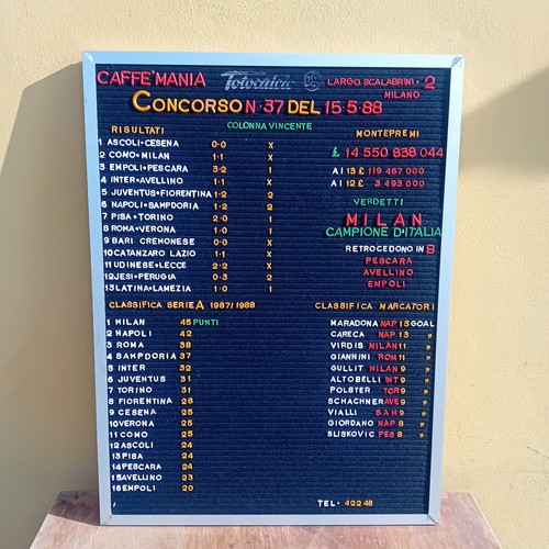 Tabella listino totocalcio - tabella,