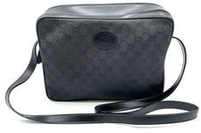 Autentica borsa a tracolla Gucci GG tela x pelle nera 001.117.0494 NS101755