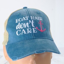 Cappello Berretto Snapback Barca Capelli Non Care Vintage Blu Invecchiato Maglia Spiaggia Adams