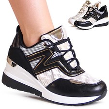 Sneaker donna zeppa stampa