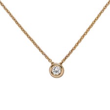 Collier Ancora con Ciondolo Solitario Diamante Brillante 585 Oro Rosso, 45cm