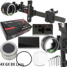 Mirino ad arco composto 5 pin 0,019" tiro con l'arco 4X 6X 8X obiettivo asta in carbonio regolabile RH LH