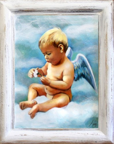 Angelo 47x37 dipinto olio - dipinto, a