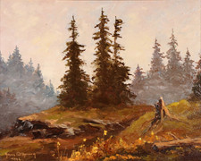 Hans Gehring ~ giorno di nebbia ~ Weilheim quadro ad olio autunno dipinto Otto Hellmeier studente