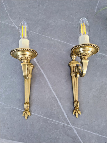 Coppia applique vintage bronzo