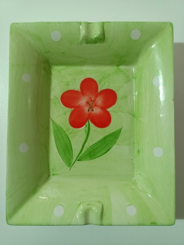 Posacenere con fiore ceramica - con,