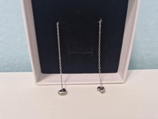 Orecchini Lunghi Catena Forma Cuore - Color Argento - Chiusura Farfallina Amore