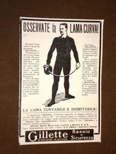 Pubblicità d'Epoca per Collezionisti del 1906 Rasoio Gillette Lama curva