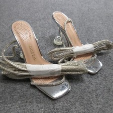 Sandali Azalea Wang Deena con cinturino da donna US 8,5 argento strass gladiatore tacco