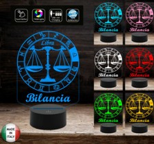 SEGNO ZODIACALE  BILANCIA Lampada a led 7 colori selezionabili Idea regalo