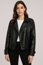 Giacca Marc New York New in ecopelle di coccodrillo nera con risvolto dentellato