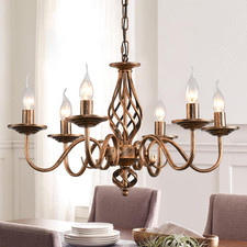 Lampadario Tradizionale Country Vintage Altezza Regolabile Portacandele in Ferro