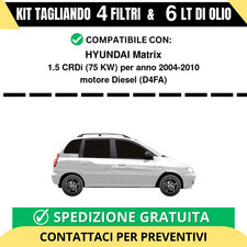 Tagliando per HYUNDAI Matrix 1.5 CRDi 75 kw Diesel 2004-2010 - 6 Lt di olio +...